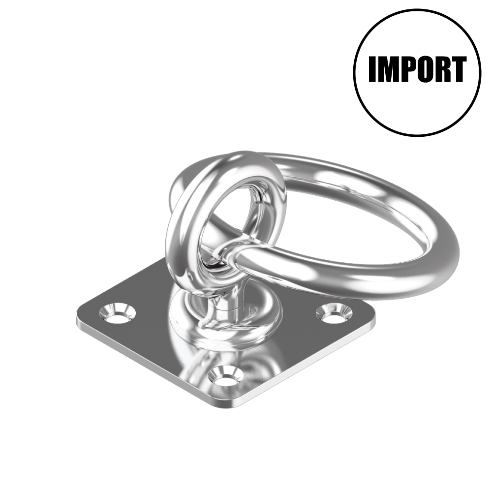 Platine inox carrée avec émerillon et anneau mobile